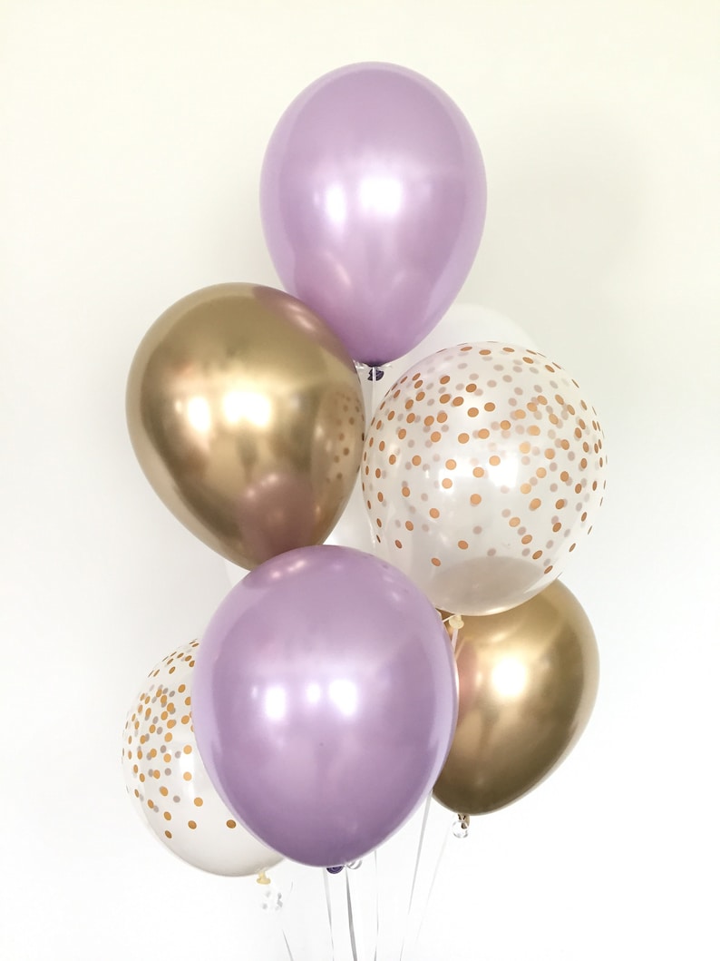 Ballons lavande Ballons lavande et or Décoration de douche nuptiale lavande Décoration lilas pour baby shower Anniversaire violet et or image 1