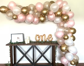 Pink Blush Balloon Garland Kit with Minis | Pink Blush Bridal Shower | Pink Blush Baby Shower Decor |First Birthday Balloon Garland Backdrop