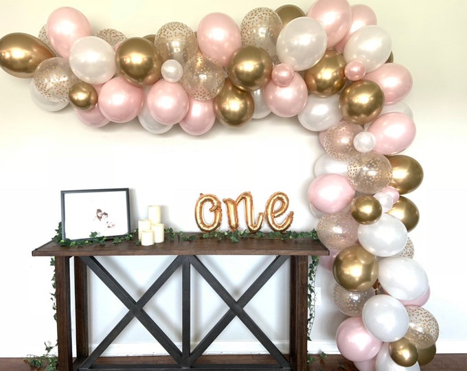 Pink Blush Balloon Garland Kit with Minis | Pink Blush Bridal Shower | Pink Blush Baby Shower Decor |First Birthday Balloon Garland Backdrop