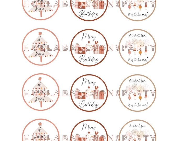 Oh What Fun It Is To Be One Cupcake Toppers DIGITAL DOWNLOAD | Merry Birthday | Boho Christmas First Birthday Cupcake Toppers | Boho Tree