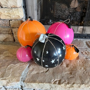 Hot Pink Pumpkin Balloon Kit DIY Set of 5 | Little Pumpkin Baby Shower Decor | Little Pumpkin First Birthday Party | Black Pumpkin Balloons