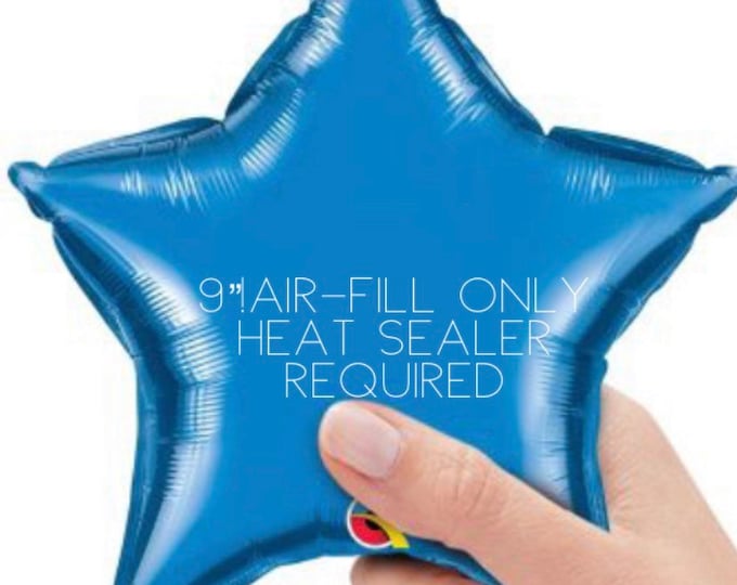 Air-Fill Only Mini 9” Blue Star Balloon | HEAT SEALER REQUIRED | Blue Star Balloon | Twinkle Little Star | Galaxy Birthday Balloon