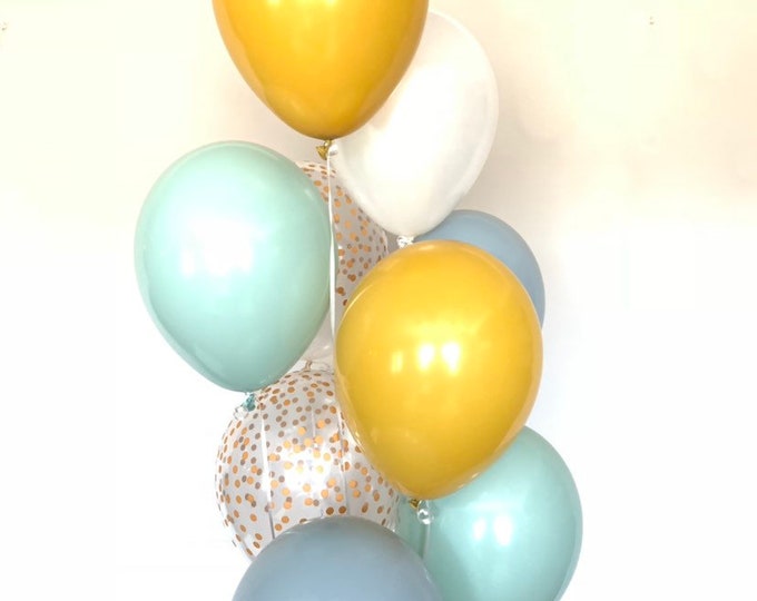 Mustard and Mint Balloons | Mint and Sand Balloons | Beach Bridal Shower | Mustard and Mint Baby Shower Decor