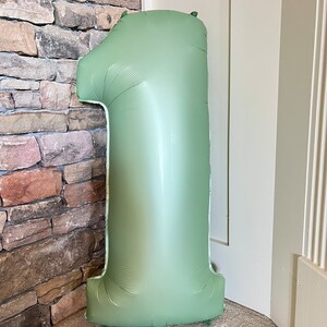 Satin Green Number 1 Balloon Sage First Birthday Balloons Eucalyptus ...