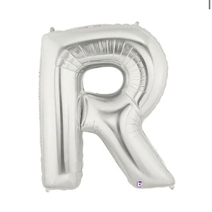 Silberner Buchstabe R Ballon | Jumbo 40 ”Buchstabe R Ballon Silber Geburtstag Ballons | Mylar Buchstabenballons | Große silberfarbene Mylar-Ballons