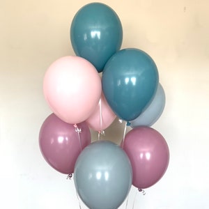 Pastel Galaxy Balloons | Pale Pink and Blue Balloons | Dusty Blue and Mauve Bridal Shower Decor | Gender Reveal Baby Shower