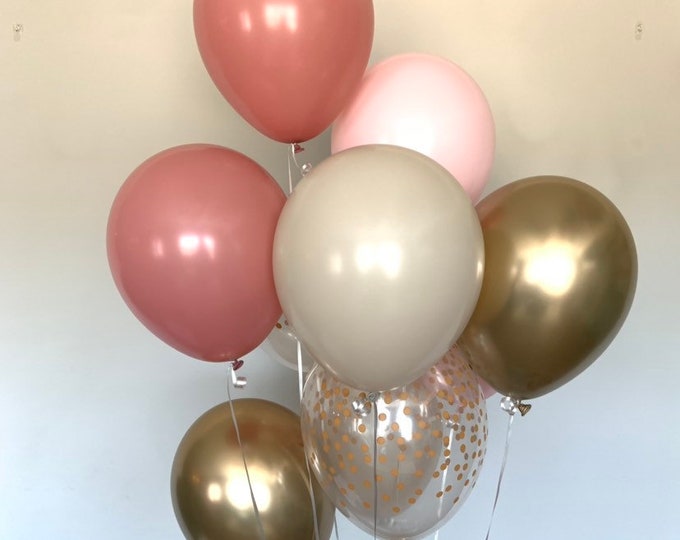 Pastel Matte Pink Balloons | Rosewood and Pink Blush Balloons | Blush Bridal Shower Decor | Blush Baby Shower | Blush Birthday Balloons