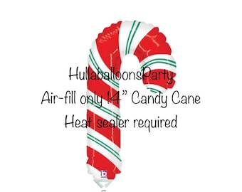 Air-Fill Only Mini 14” Candy Cane Balloon | HEAT SEALER REQUIRED | Christmas Balloon | Winter Wonderland Birthday Balloon | Tis The Season