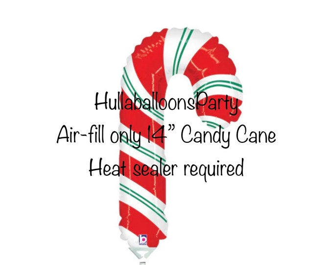 Air-Fill Only Mini 14” Candy Cane Balloon | HEAT SEALER REQUIRED | Christmas Balloon | Winter Wonderland Birthday Balloon | Tis The Season