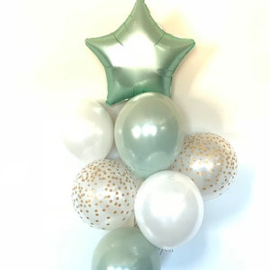 Twinkle Little Star Balloons | Twinkle Little Star Baby Shower Decor | Sage Green Balloons | Sage and White Balloons | Light Green Baby