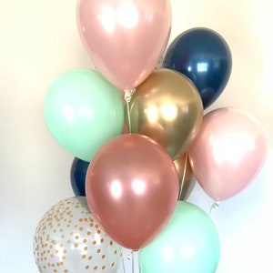 Pink Blush Balloons | Blush Mint and Navy Balloons | Navy and Blush Balloons | Blush Bridal Shower Decor | Blush Baby Shower