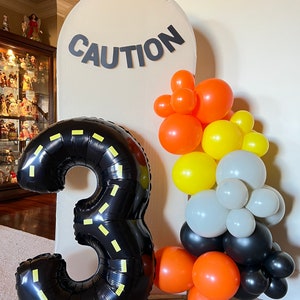 Construction Black Number 3 Balloon Third Birthday Balloons