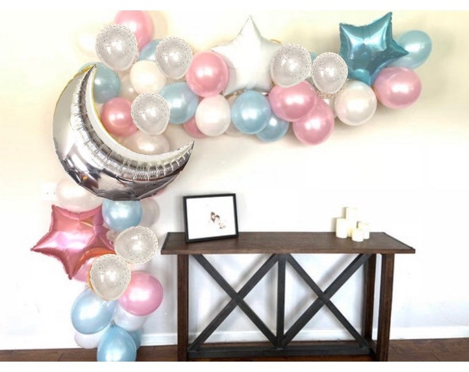 Twinkle Little Star Balloons | Twinkle Little Star Baby Shower Decor | Moon and Star Balloons | Gender Reveal Balloons | Gender Reveal Party