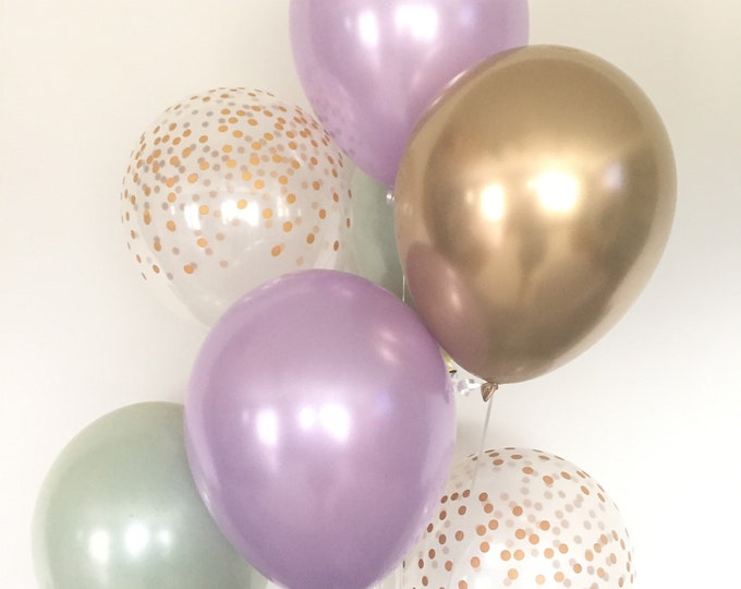 Sage Green Balloons | Light Green Wedding Decor | Green and Lavender Balloons | Sage Green and Lavender Bridal Shower Decor