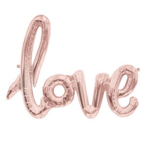 Rose Gold Love Script Balloon | Rose Gold Balloons | Airfill Love Script Balloon | Script letter Balloons | Rose Gold Bridal Shower Decor