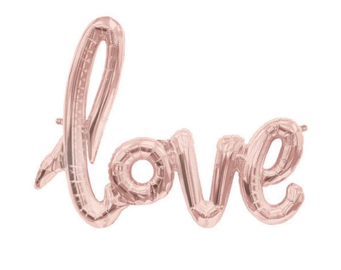 Rose Gold Love Script Balloon | Rose Gold Balloons | Airfill Love Script Balloon | Script letter Balloons | Rose Gold Bridal Shower Decor