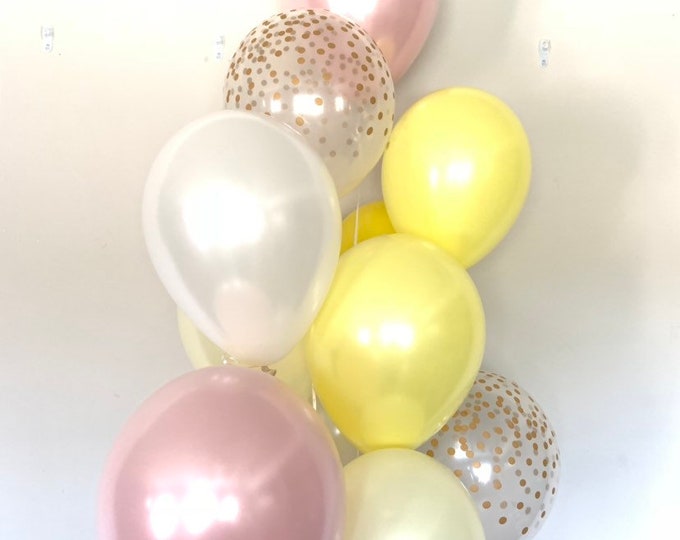 Yellow and Blush Balloons | Lemon Balloons | Pink Lemonade Balloons | Citrus Bridal Shower Decor | Pink Lemonade First Birthday | Citrus Bab