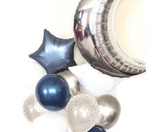 Twinkle Twinkle Little Star Baby Shower, Boy Baby Shower, Oh Boy Balloon, Boy Oh Boy Baby Shower Decor | Navy Balloons, Moon and Star Balloo