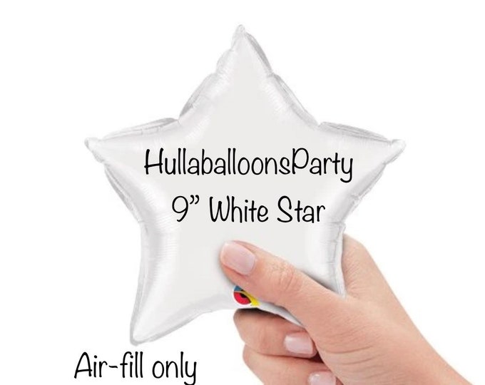Air-Fill Only Mini 9” White Star Balloon | HEAT SEALER REQUIRED | White Star Balloon | Twinkle Little Star | Galaxy Birthday Balloon