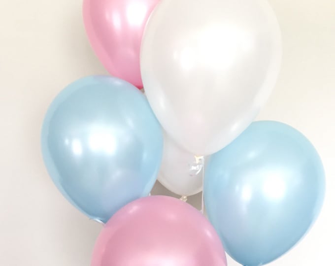 Pink and Blue Balloons | Gender Reveal Balloons | Gender Reveal Baby Shower Balloons | Baby Shower Decor | Twin Baby Shower