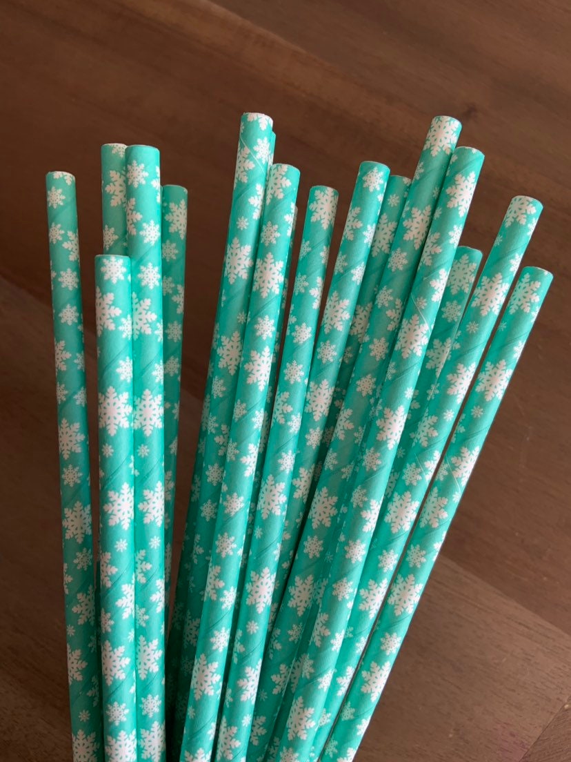 Little Snowflake Straws  Teal Winter ONEderland Party Straws