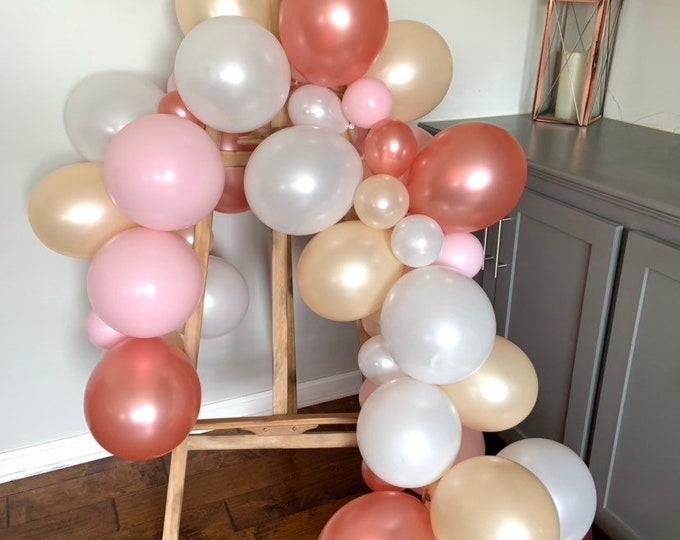 Rose Gold and Peach Balloon Garland | Blush Bridal Shower Decor | Blush Baby Shower Decor | Rose Gold Bridal Shower