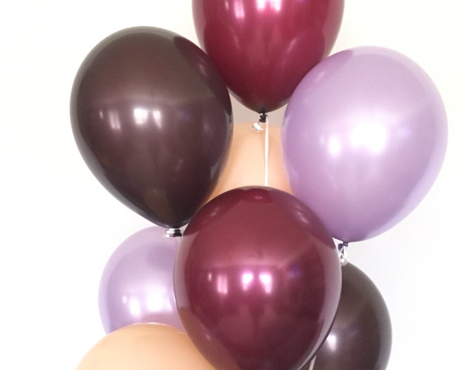 Blush and Burgundy Balloons | Fall Wedding Decor | Brown and Burgundy Balloons | Burgundy and Lavender Balloons | Fall Bridal Shower Decor