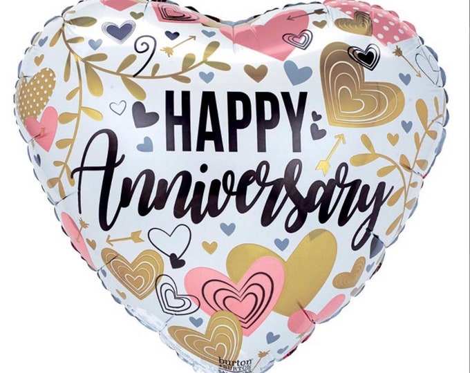 Happy Anniversary Balloons | Golden Anniversary Party Decor | Silver Anniversary Party Decor | 1st Anniversary Balloon | 10th Anniversary