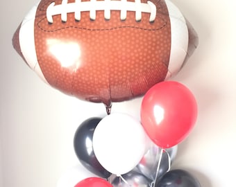 Football Balloon Bouquet | Red, Black, and Silver Party Decor