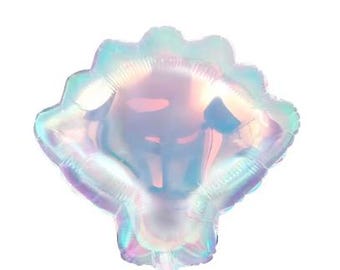 Ballon coquillage irisé | Décoration de fête sirène | Décoration de fête d'anniversaire piscine coquillage transparent | Elle arrive bientôt | Ballons sous-marins