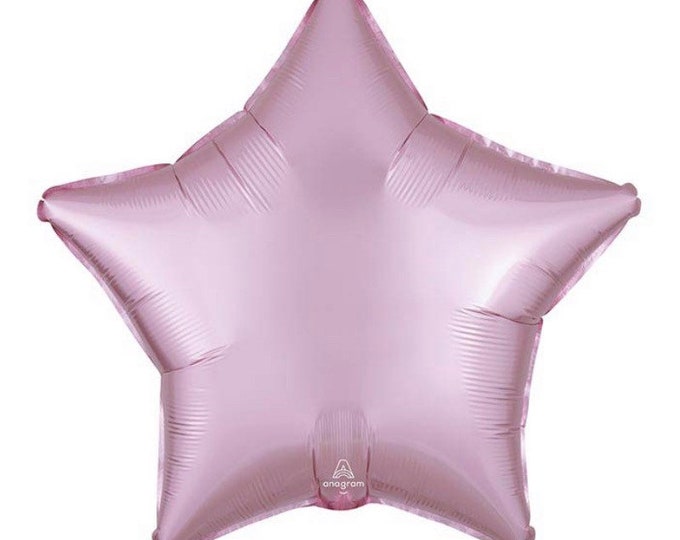 Satin Pink Star Balloon | Twinkle Little Star Balloons | Birthday Party Decor | Galaxy Birthday Balloons | Light Pink Star Balloon