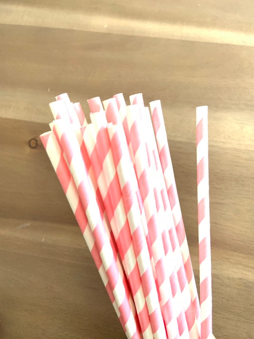 Pink Straws | Pink Party Decor | Pink and White Straws | Gender Reveal