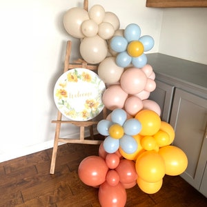 Orange Boho Balloon Garland | Blue Daisy Balloons Boho Baby Shower | Boho Bridal Shower | Boho First Birthday Balloons | Two Groovy Birthday