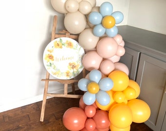 Orange Boho Balloon Garland | Blue Daisy Balloons Boho Baby Shower | Boho Bridal Shower | Boho First Birthday Balloons | Two Groovy Birthday
