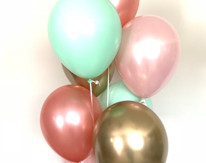 Pink Blush and Mint Balloons | Blush Mint and Gold Balloons | Gold and Blush Balloons | Blush Bridal Shower Decor | Blush Baby Shower