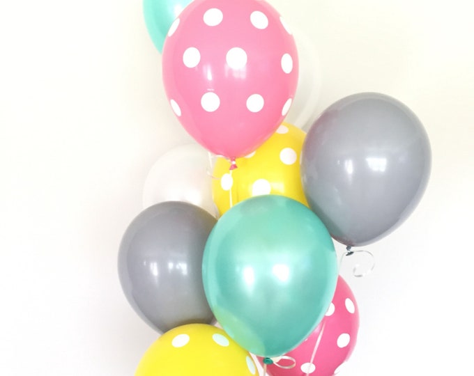 Pink and Mint Balloons | Polka Dot Balloons | Carnival Birthday Balloons | Baby Shower Decor | Birthday Party Balloons | First Birthday