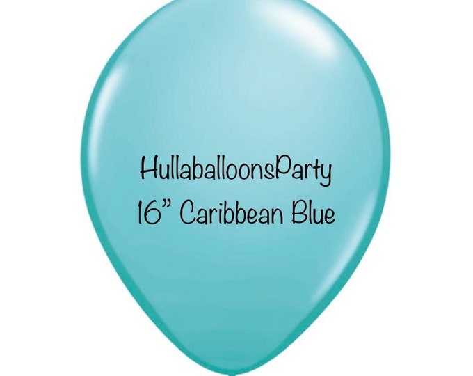 16 inch Caribbean Blue Balloons | Blue Latex Balloons | Bright Blue Birthday Party Decor | Tropical Bridal Shower Decor