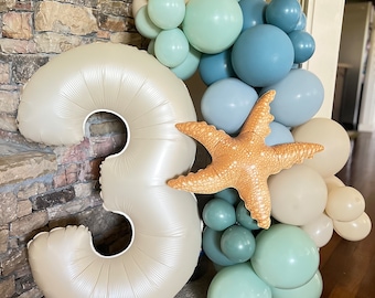 Beach Balloon Garland DIY Kit | Starfish & Number Sold Separately | Baby on Board Baby Shower | Surfs Up Birthday | Seaside Balloons