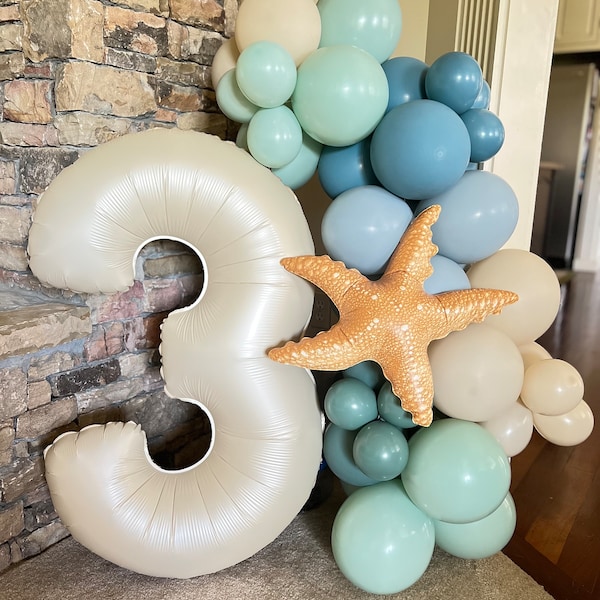 Beach Balloon Garland DIY Kit | Starfish & Number Sold Separately | Baby on Board Baby Shower | Surfs Up Birthday | Seaside Balloons