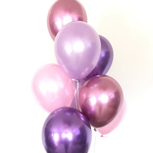 Pink and Purple Balloons | Valentine&#39;s Day Balloons | Princess Party Decor | Valentine&#39;s Day Party Decor | Chrome Balloons | It&#39;s A Girl Bab