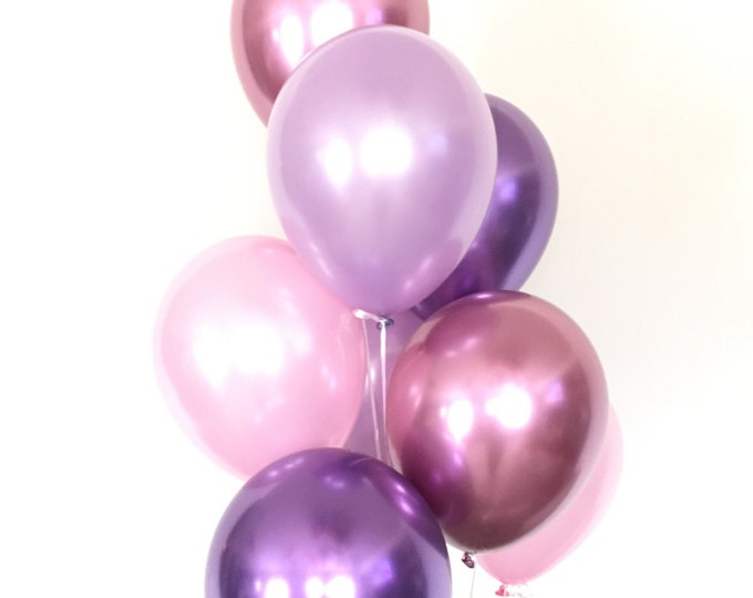 Pink and Purple Balloons | Valentine's Day Balloons | Princess Party Decor | Valentine's Day Party Decor | Chrome Balloons | It's A Girl Bab