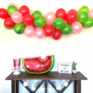 Watermelon Balloon Garland | Pink and Green Bridal Shower Decor | It’s Sweet To Be One | One Is Sweet First Birthday