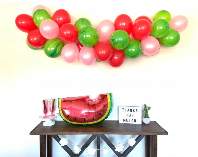 Watermelon Balloon Garland | Pink and Green Bridal Shower Decor | It’s Sweet To Be One | One Is Sweet First Birthday