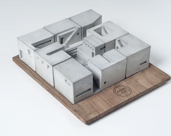 Spaces Set of Nine | Concrete Architecture Model Concrete Brutalist Sculpture Beton Miniature world For Architect gift