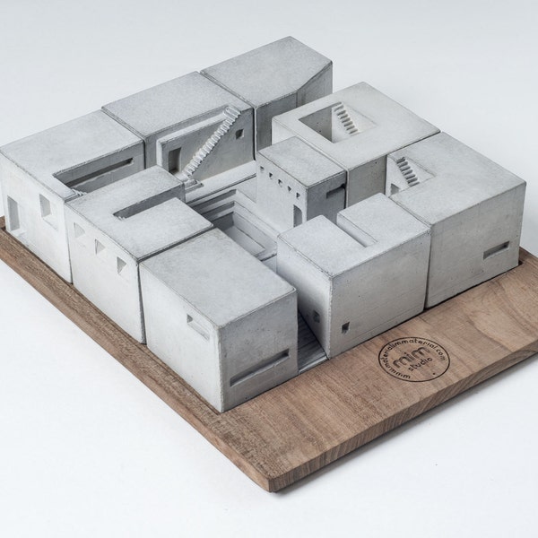 Spaces Set of Nine | Beton Architektur Modell Beton Brutalist Skulptur Beton Miniatur Welt Für Architekt Geschenk