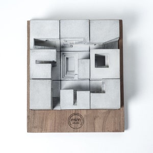 Spaces Set of Nine Concrete Architecture Model Concrete Brutalist Sculpture Beton Miniature world For Architect gift image 3