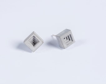 Concrete Cement Earrings # 6 Brutalist Earrings Architectural Aesthetic Earrings  Architectural Jewelry