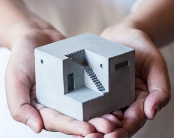 Spaces House # 9 Architecture model Concrete Architect Gift Miniature Brutalist Sculpture home Decor home and office decor