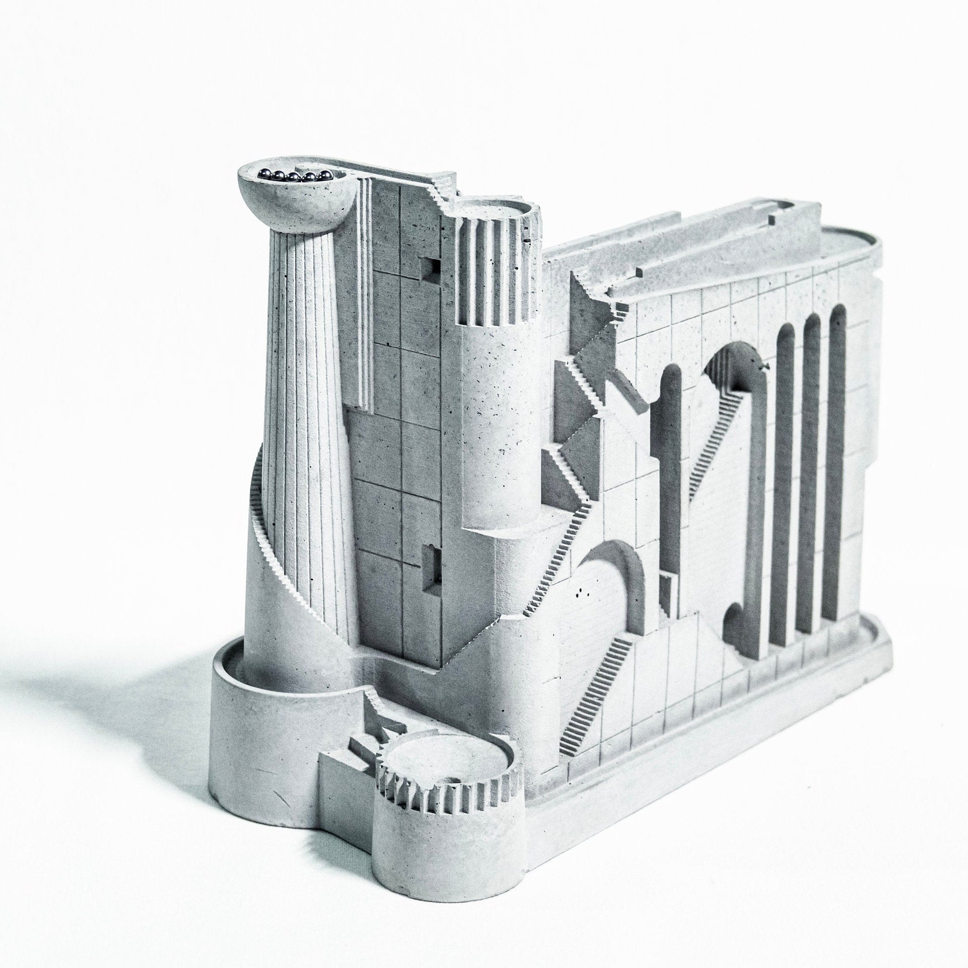 Brutalist Marble Run sculpture Art Architectural Etsy