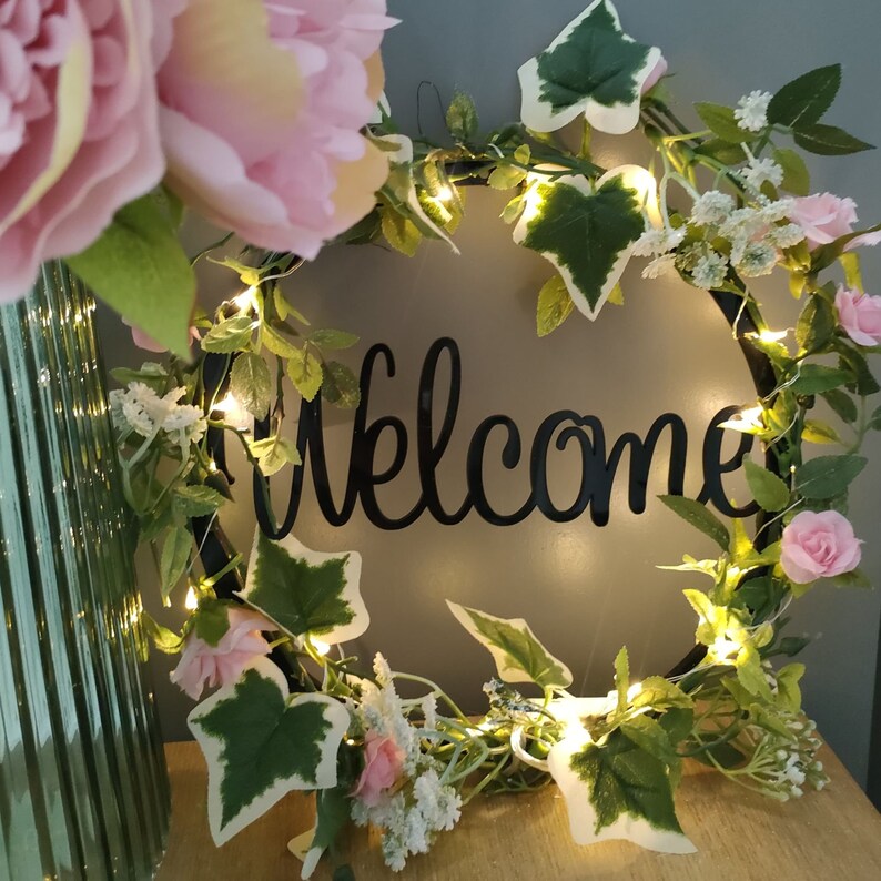 Country Cottage Style Door Sign With Lights Your Words. Light Etsy UK